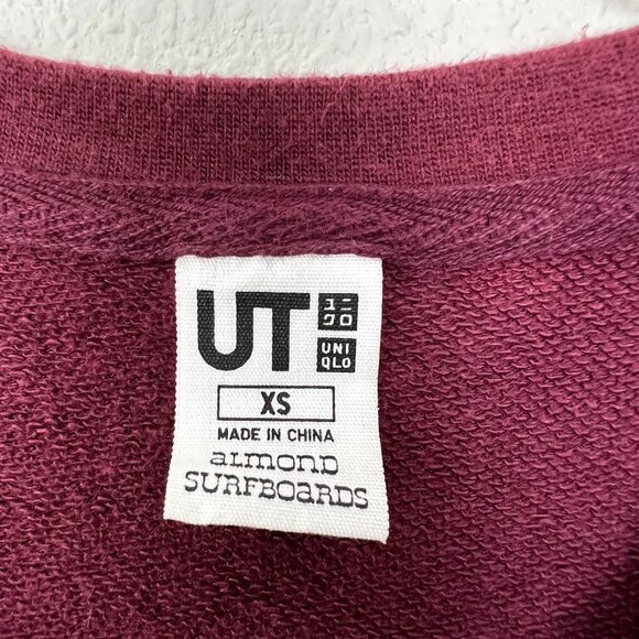 Upcycled Custom Uniqlo Bleach Tie Dye Ombre Maroon Calif Surf Cash-Yew Crewneck - Picture 4 of 7